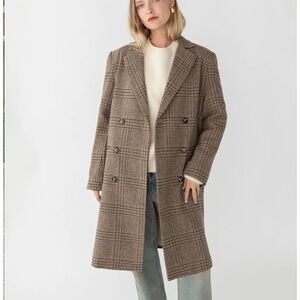 OAK + FORT Brown Plaid Trench Coat